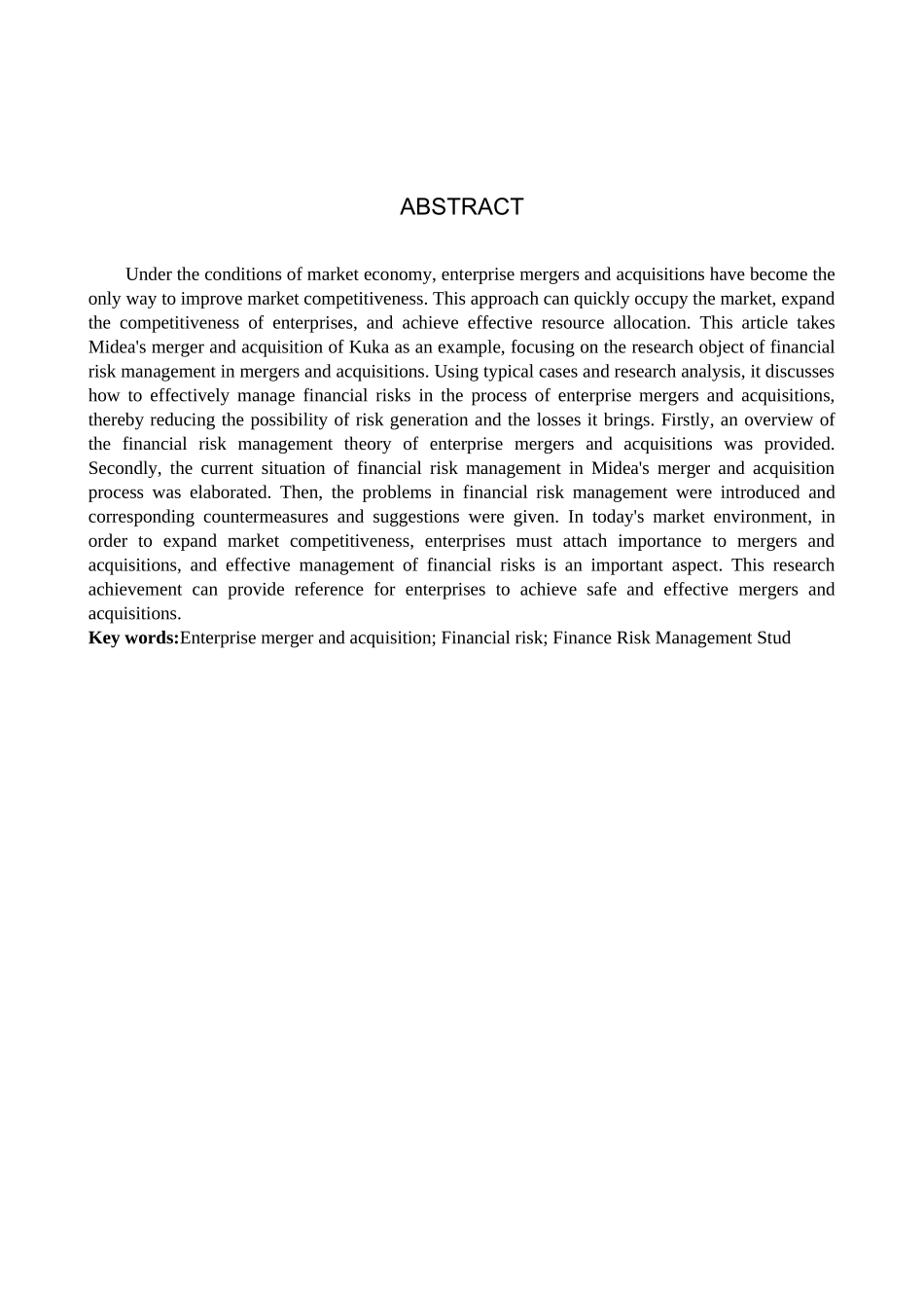财务管理专业  企业并购的财务风险管理研究分析-以美的并购库卡为例_第2页
