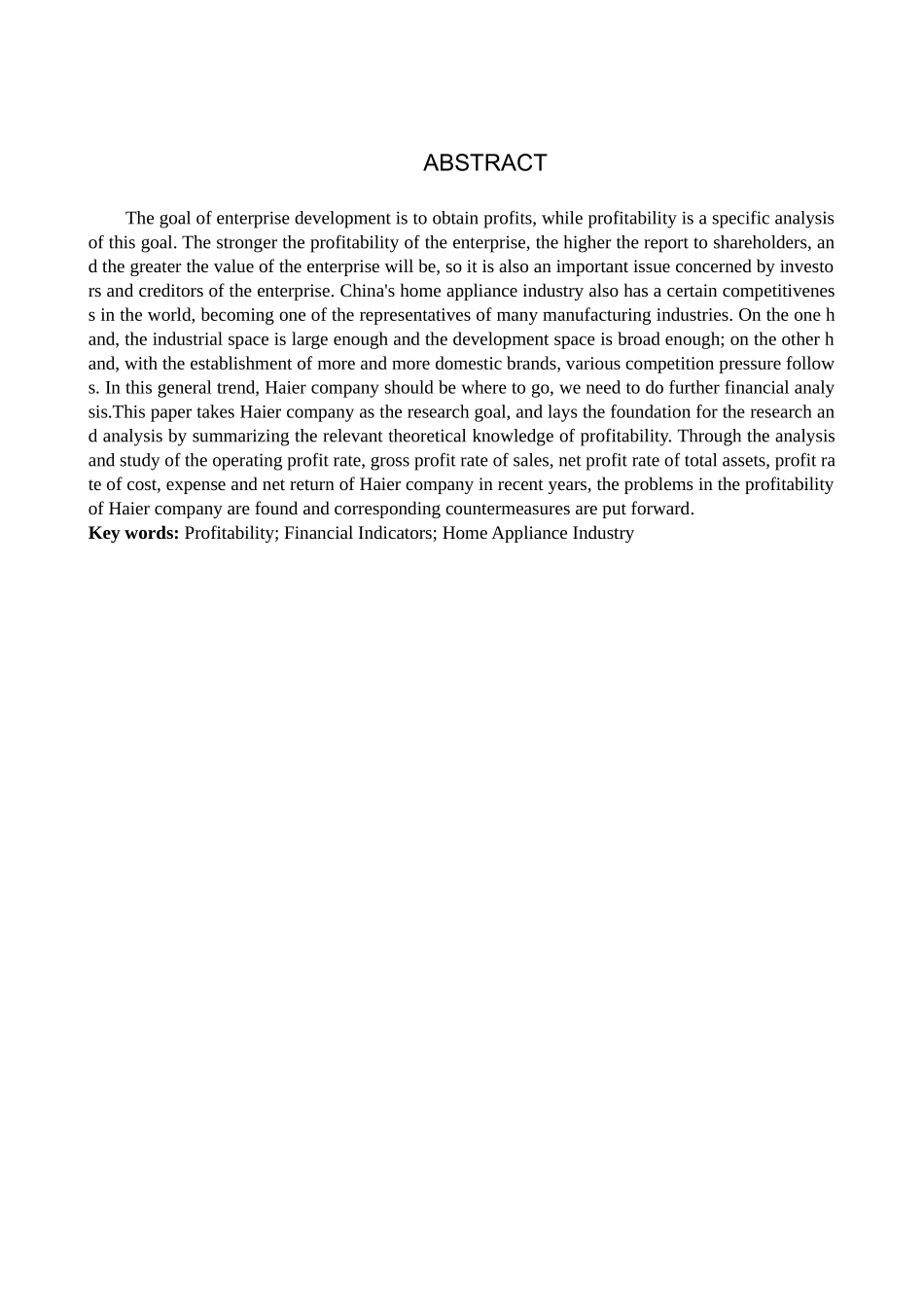 财务管理专业  企业盈利能力分析研究—以海尔为例_第2页