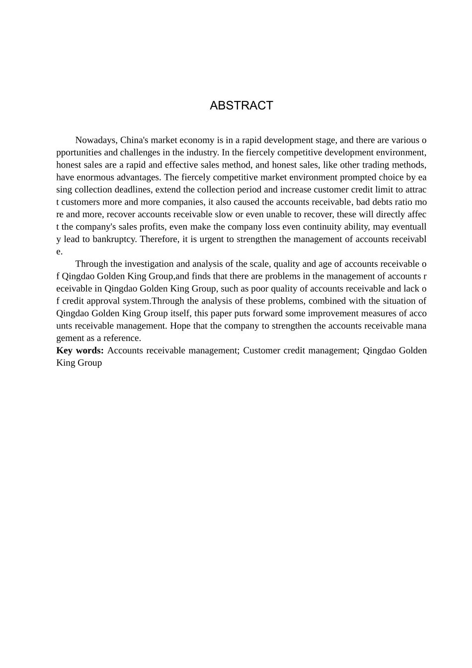 财务管理专业  青岛金王集团应收账款管理存在的问题及对策分析研究_第2页