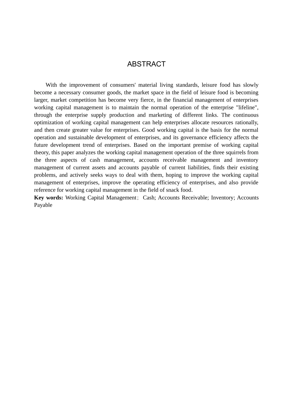 财务管理专业  休闲食品企业营运资金管理问题研究分析—以三只松鼠为例_第2页