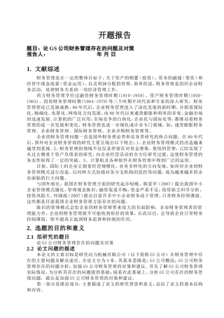 论GS公司财务管理存在的问题及对策分析研究 会计学专业