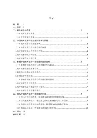 提升中国地方政府行政效能的对策研究分析 公共管理专业