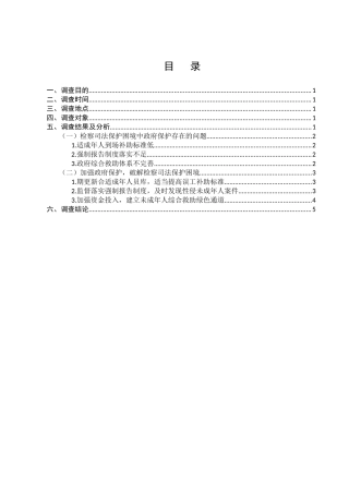 未成年人政府保护的问题与解决的调查报告分析研究  法学管理专业