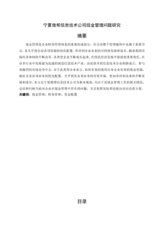 信息技术公司现金管理问题研究分析 计算机专业