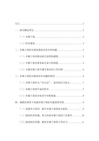 新型城镇化进程中乡镇干部队伍建设探究分析研究   人力资源管理专业