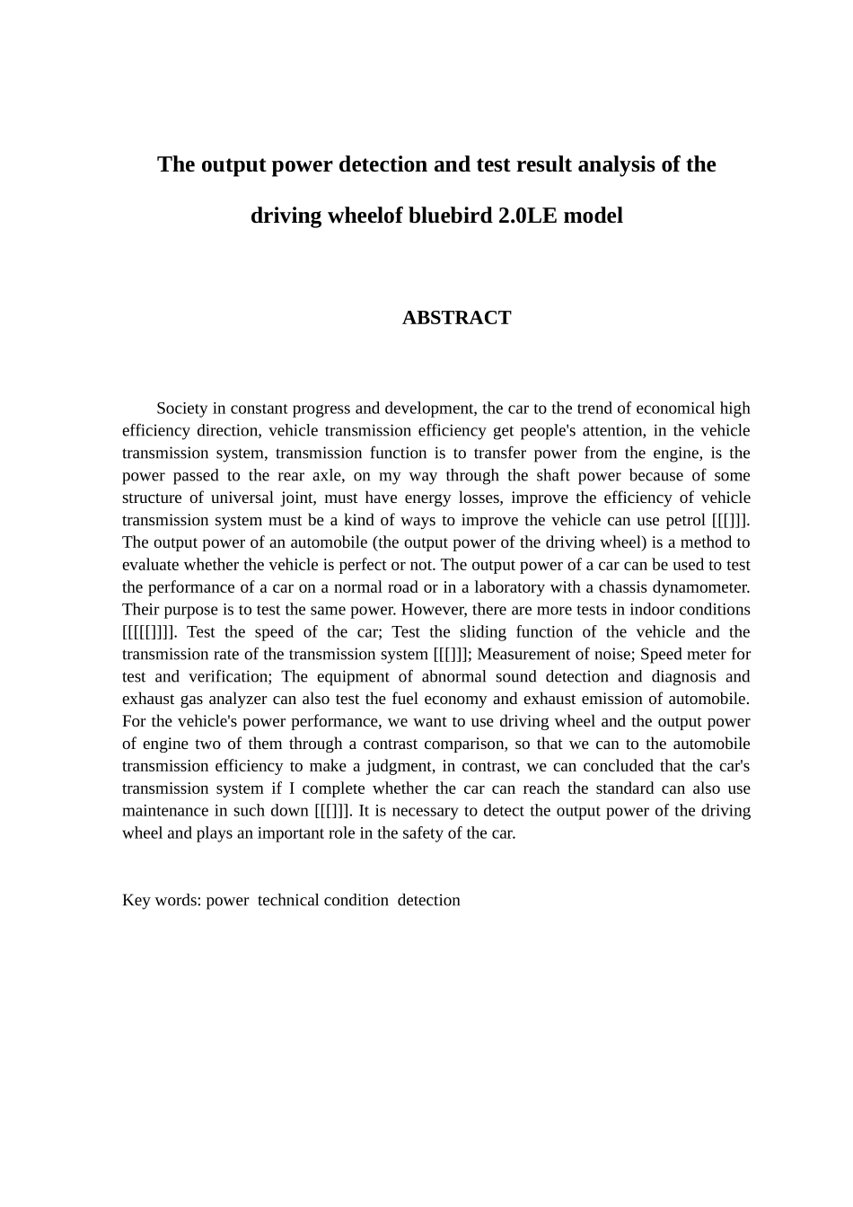蓝鸟2.0LE车型的驱动轮输出功率检测及检测结果分析研究  车辆工程管理专业_第2页