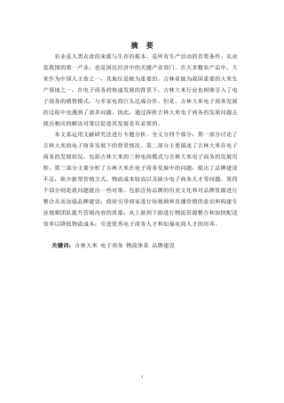吉林大米电子商务发展中存在的问题及对策探析