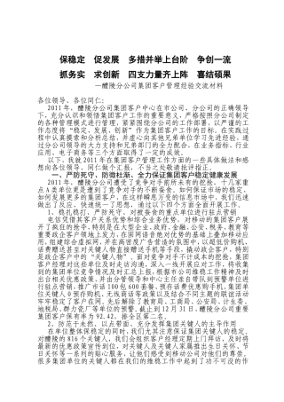 醴陵分公司集团客户管理经验交流材料