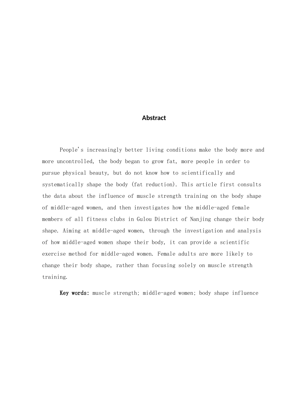 力量训练对中年女性形体的影响分析与研究分析  体育运动专业_第2页