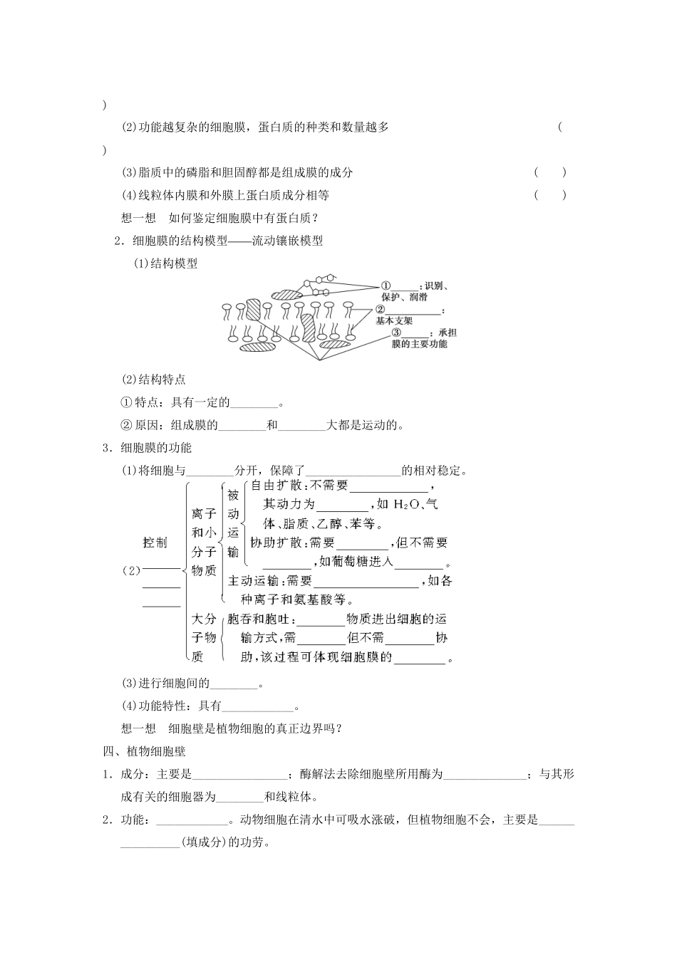 高考生物大一轮复习 第5课时 细胞膜——系统的边界　生物膜的流动  镶嵌模型　物质跨膜运输的方式_第2页