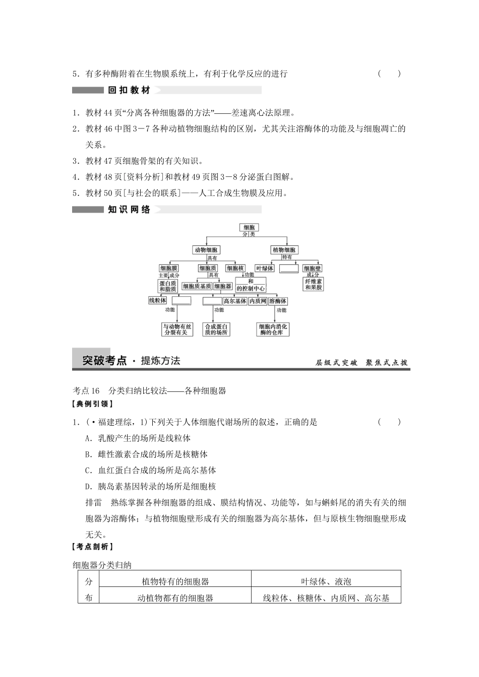 高考生物大一轮复习 第6课时 细胞器——系统内的分工合作_第2页