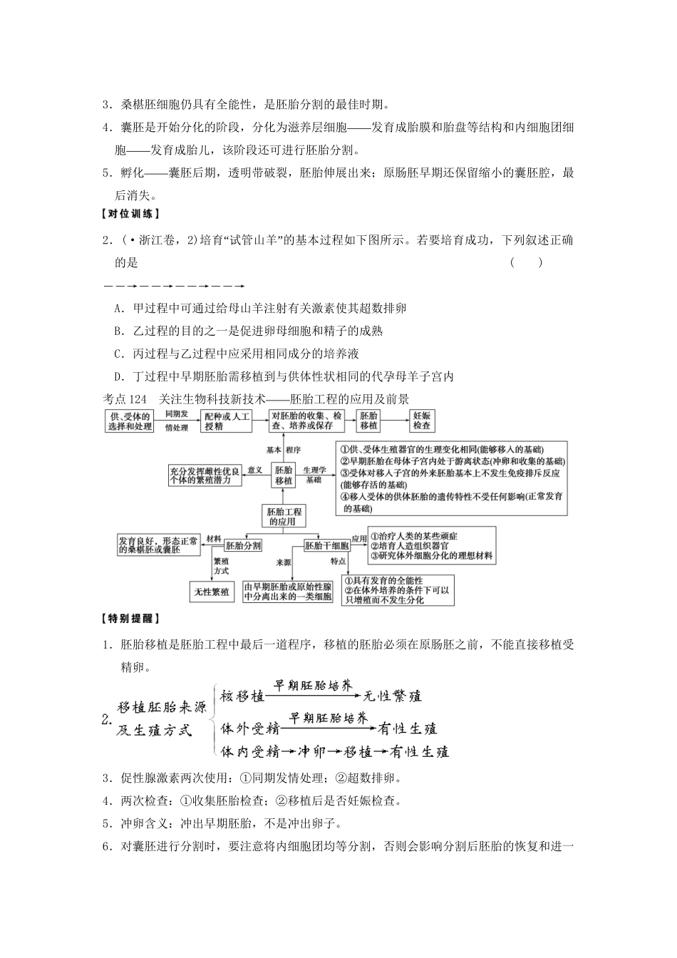 高考生物大一轮复习 第十单元  第39课时 胚胎工程_第3页