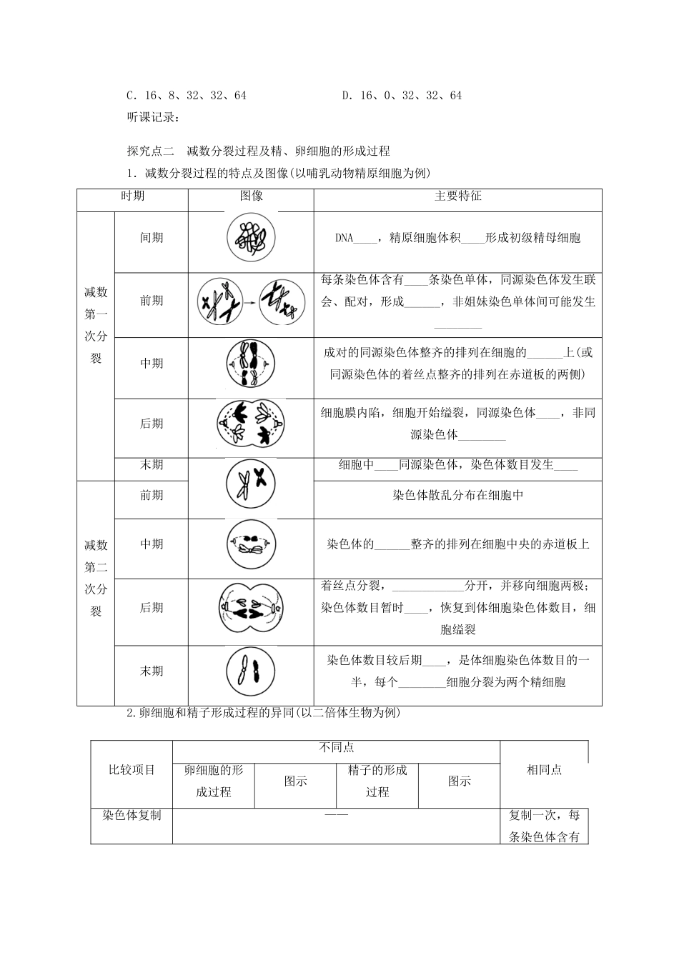 高考生物大一轮复习 第四单元 学案17 减数分裂和受精作用_第3页