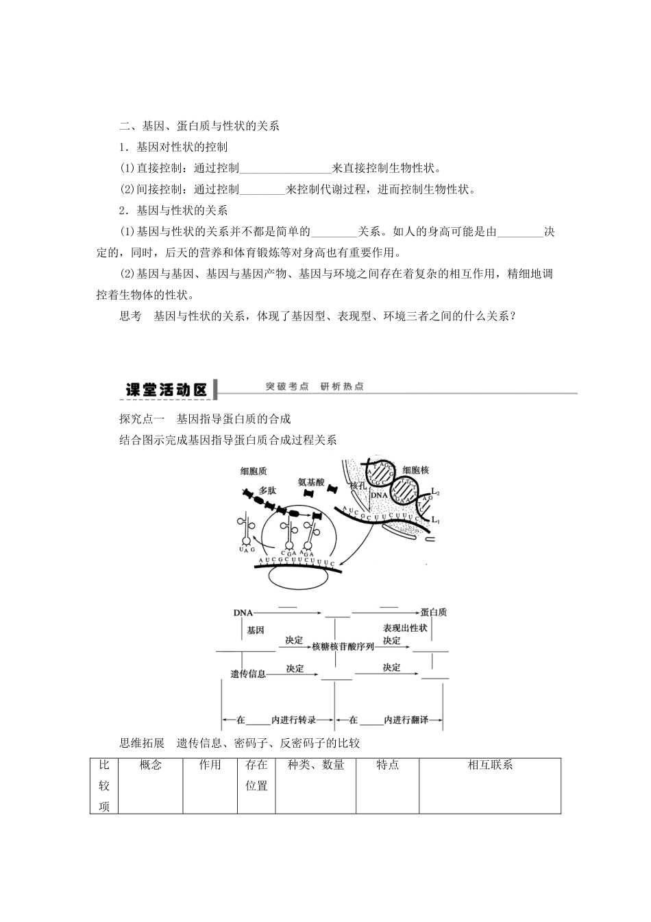 高考生物大一轮复习 学案25 基因指导蛋白质的合成_第2页