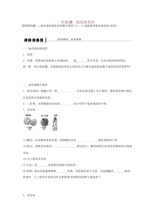 高考生物大一轮复习 学案28 染色体变异