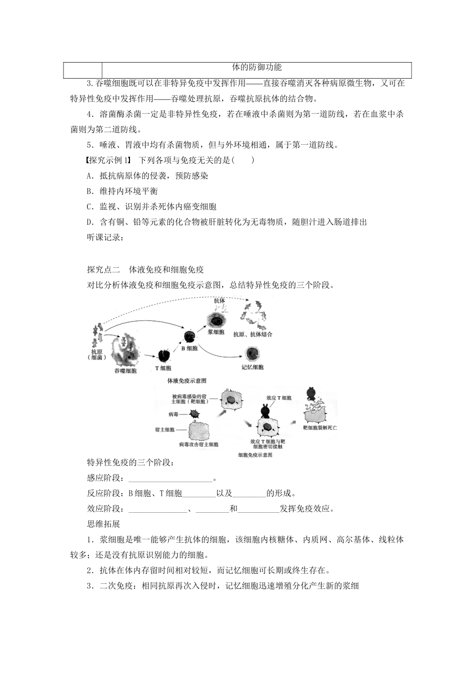 高考生物大一轮复习 学案36 免疫调节_第3页