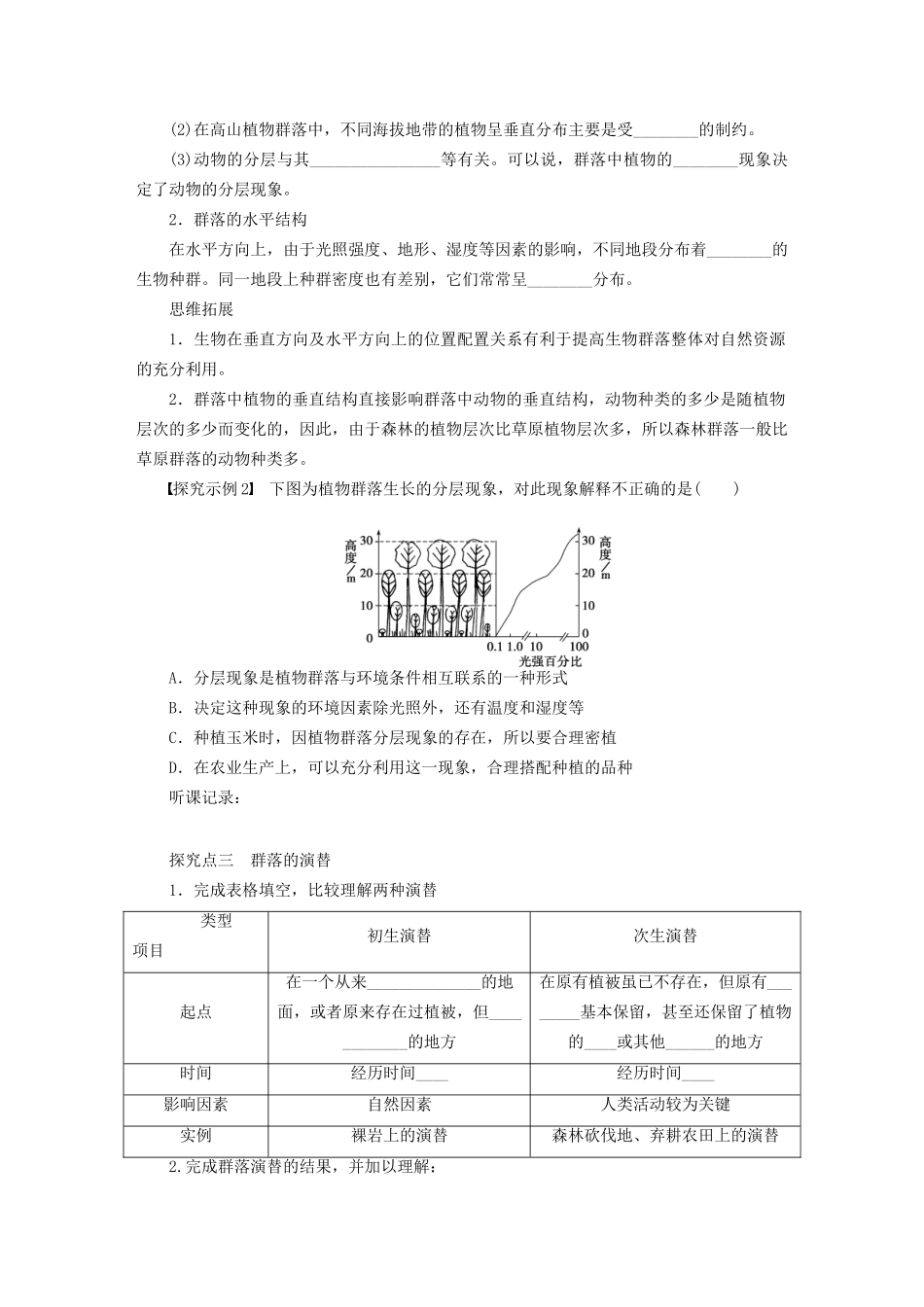 高考生物大一轮复习 学案41 群落的结构和演替_第3页