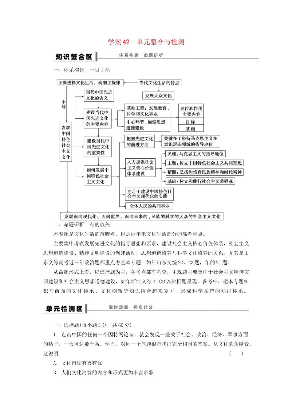 高考政治一轮复习 单元整合与检测10_第1页