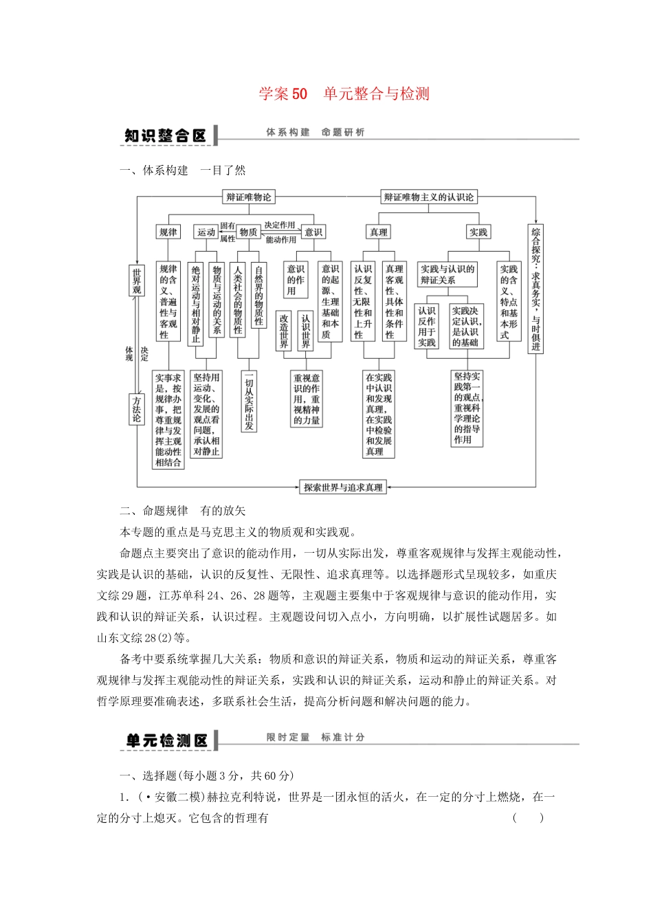 高考政治一轮复习 单元整合与检测12_第1页