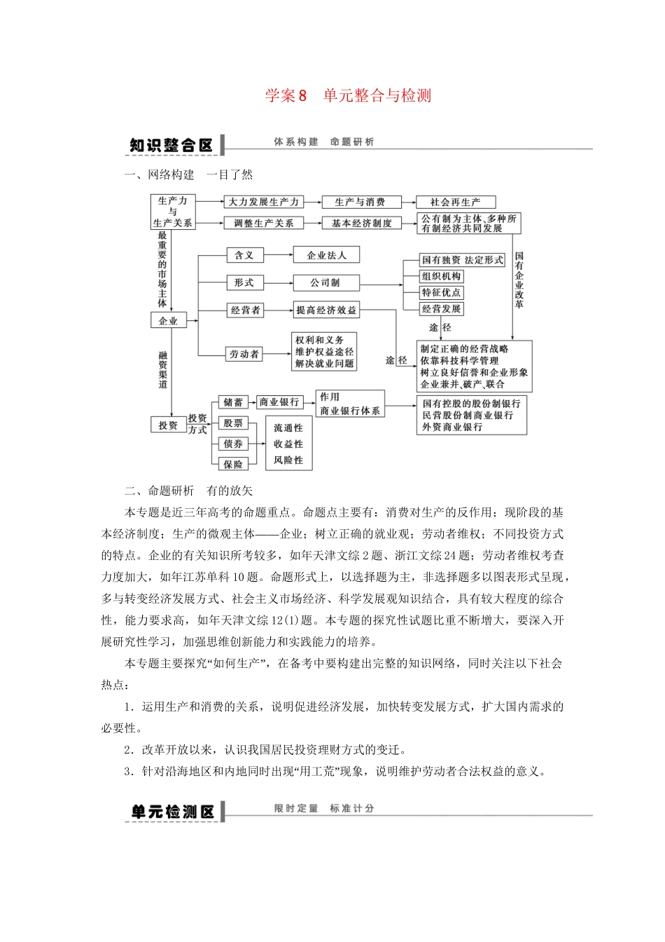 高考政治一轮复习 单元整合与检测15_第1页