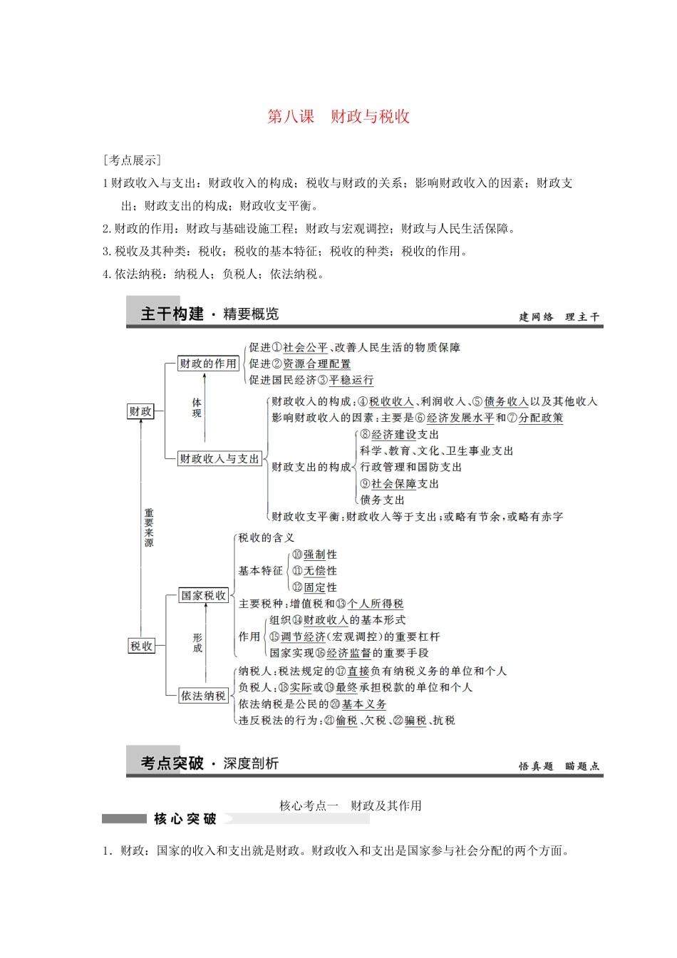 高考政治一轮总复习 3-8 财政与税收 新人教版必修1_第1页