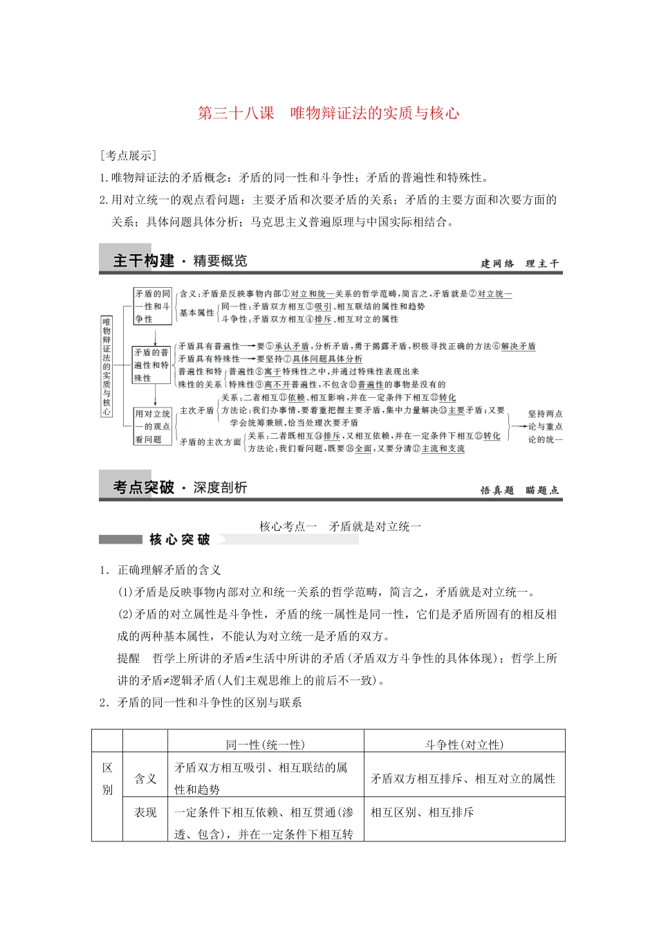 高考政治一轮总复习 15-38 唯物辩证法的实质与核心 新人教版必修4_第1页