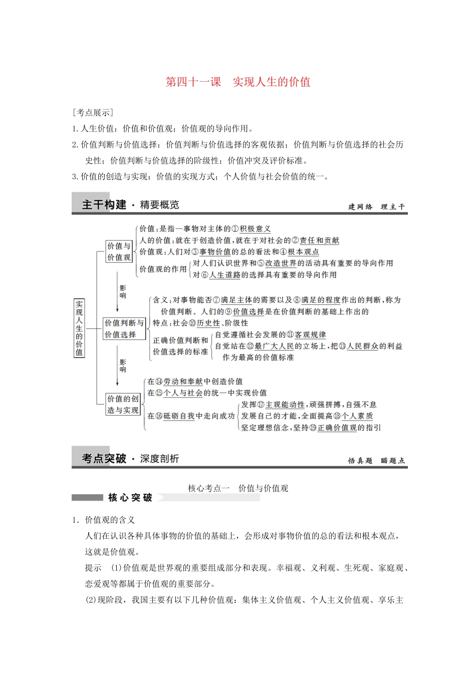 高考政治一轮总复习 16-41 实现人生的价值 新人教版必修4_第1页