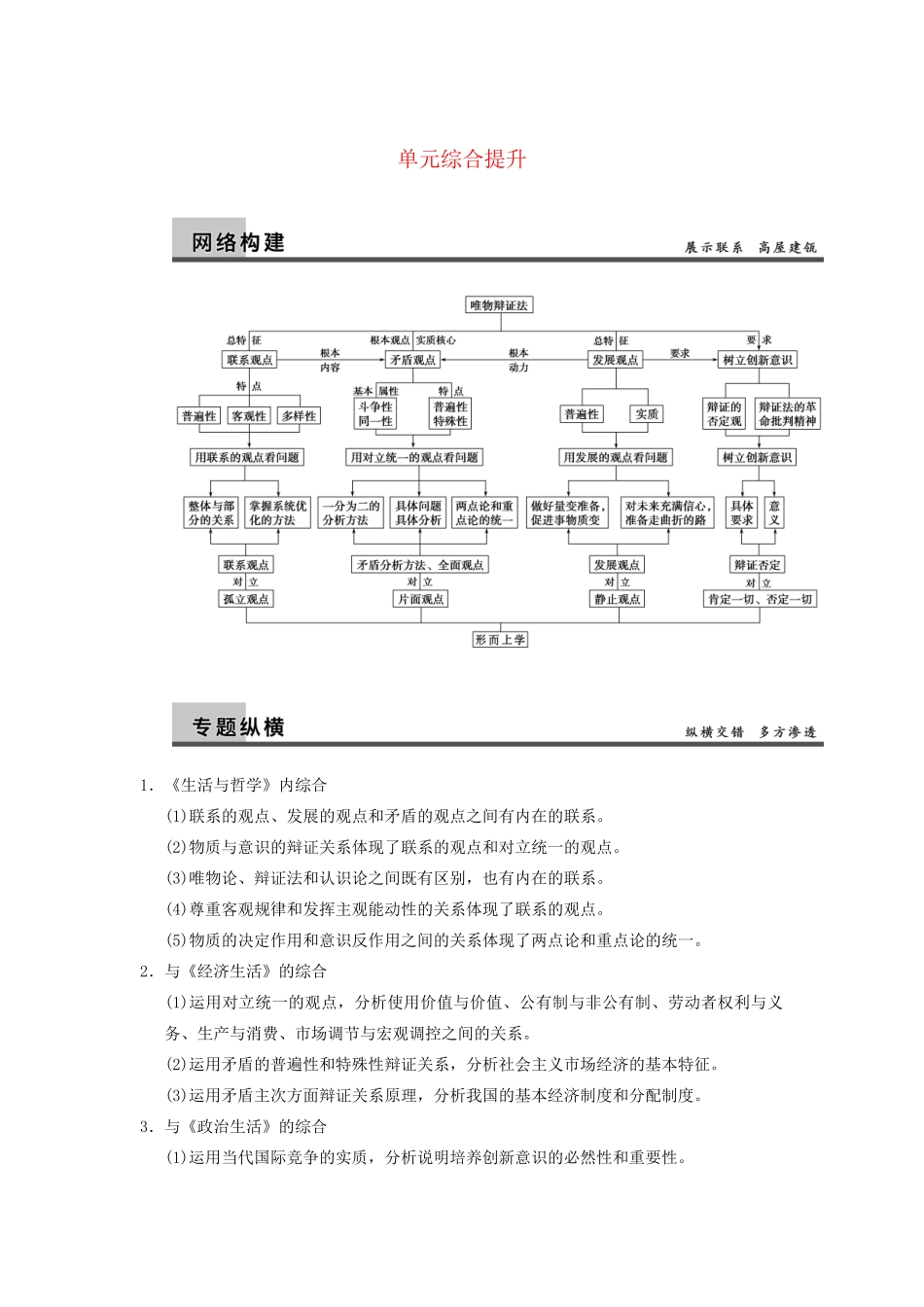 高考政治一轮总复习 单元综合提升15 新人教版必修4_第1页