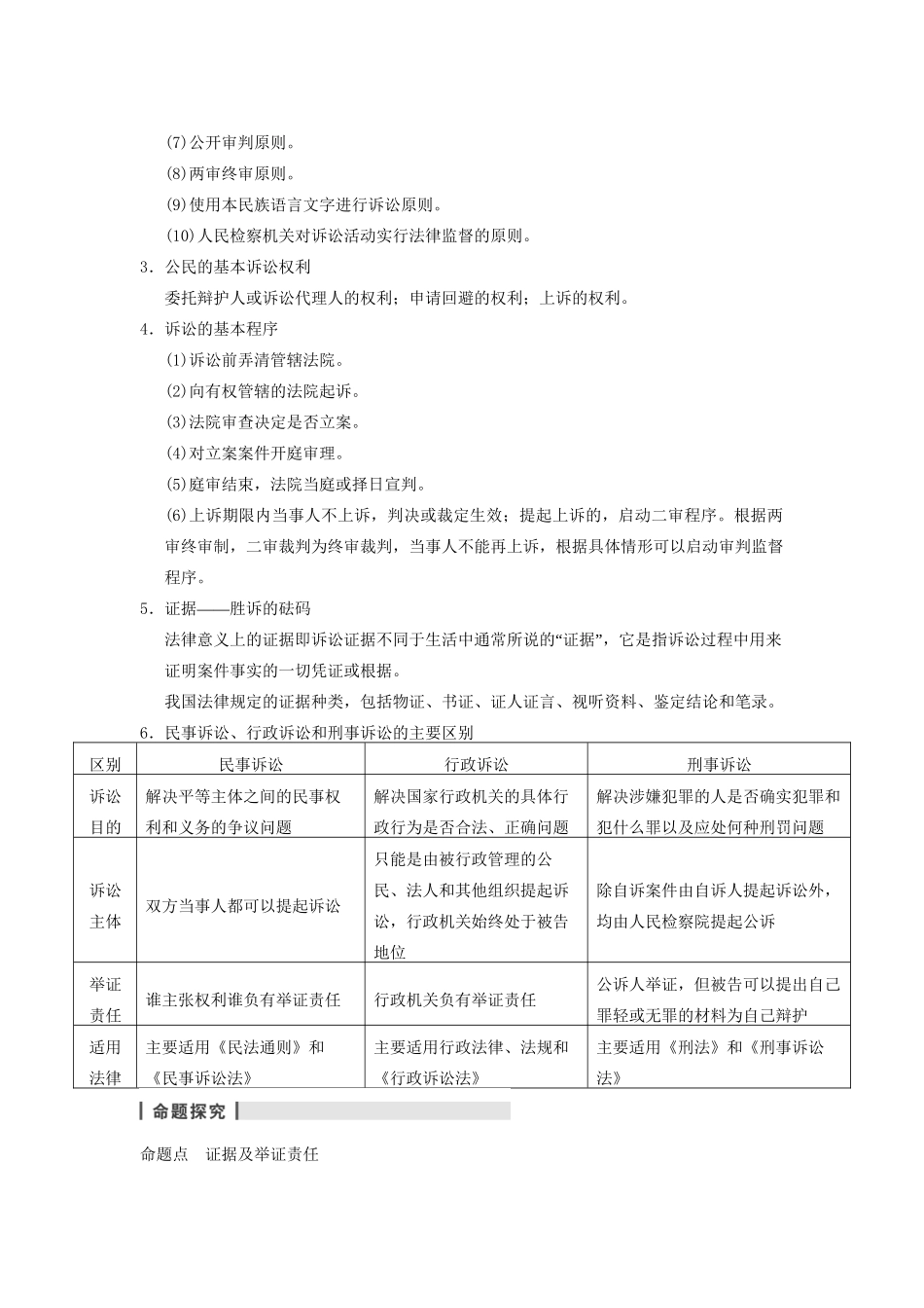 高考政治一轮总复习 专题六 法律救济 新人教版选修5_第2页