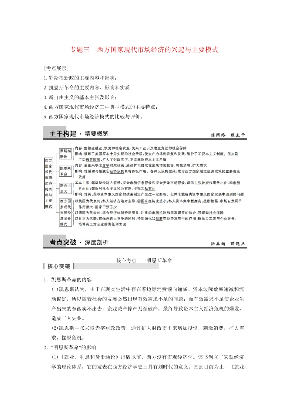 高考政治一轮总复习 专题三 西方国家现代市场经济的兴起与主要模式 新人教版选修2_第1页