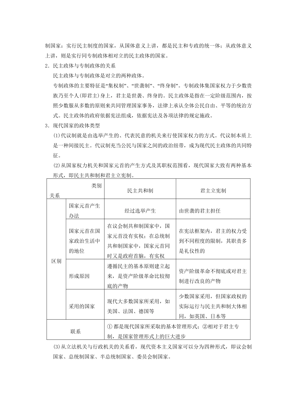 高考政治一轮总复习 专题一 各具特色的国家和国际组织 新人教版选修3_第2页