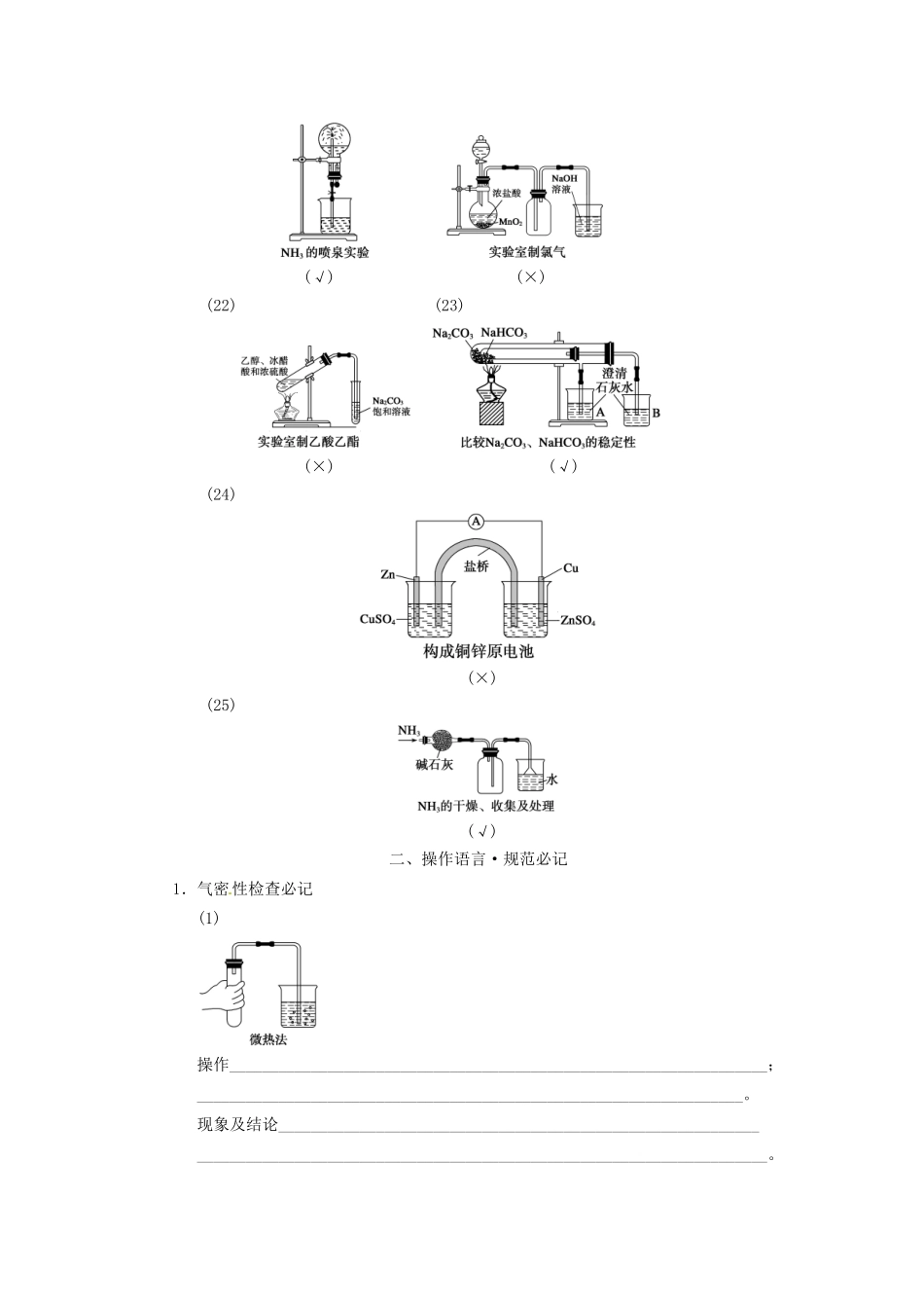 高三化学一轮总复习 第十章 排查落实练十四 实验装置、操作规范必记 新人教版_第3页