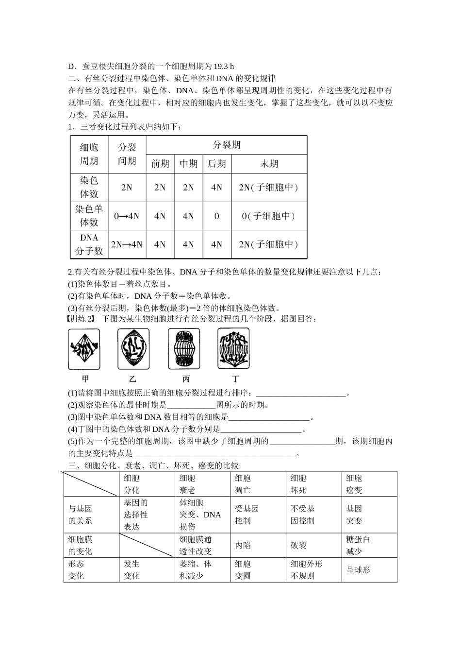 高中生物 第六章 细胞的生命历程（第30课时）章末复习 新人教版必修1_第2页