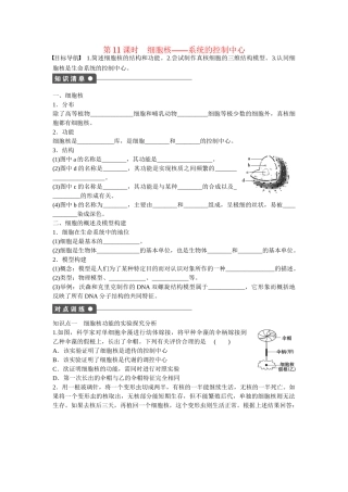 高中生物 第三章 第11课时 细胞核 系统的控制中心课时作业 新人教版必修1