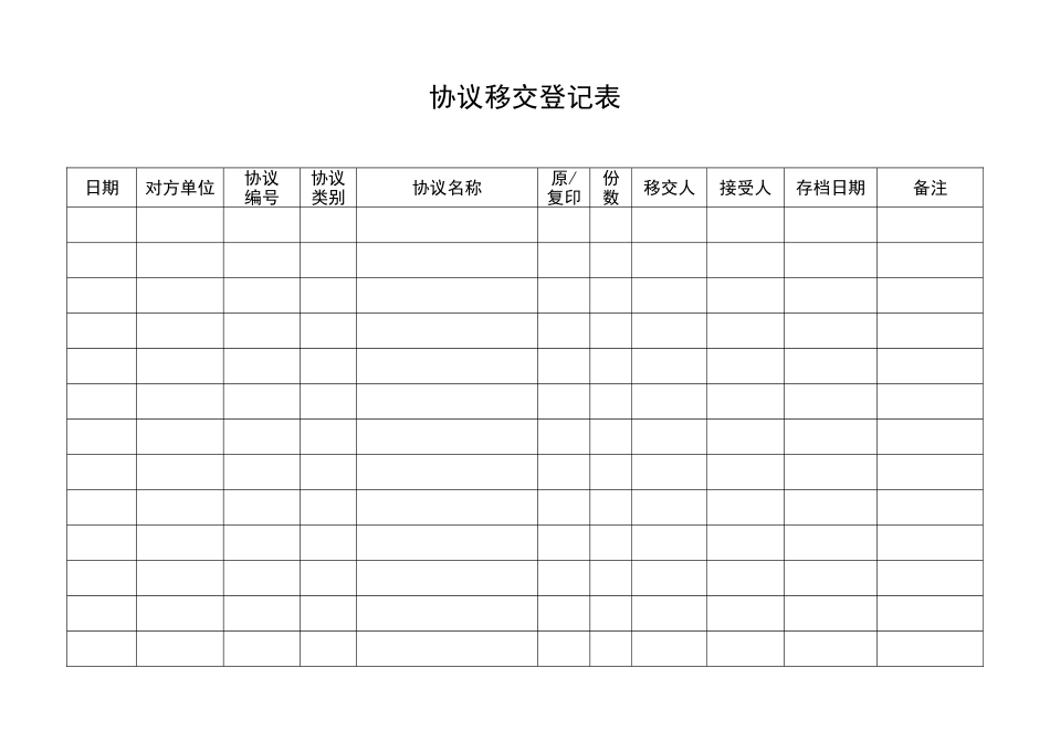 合同移交登记表_第1页