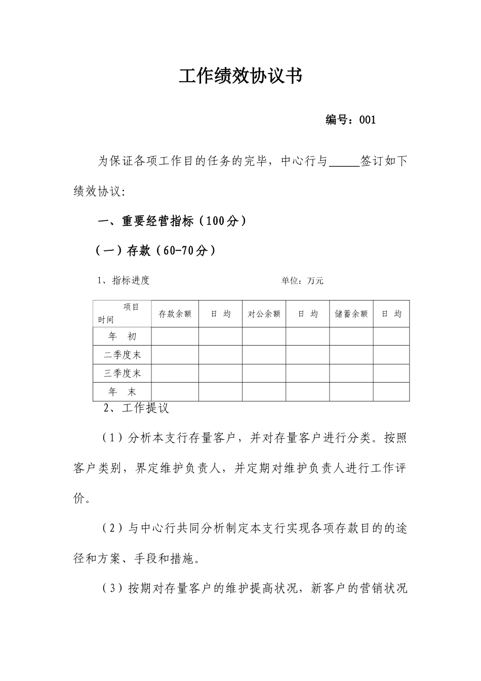 绩效合同书空白_第1页