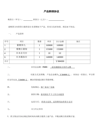 家具购销合同模板