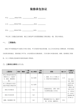 家庭装修半包装修合同