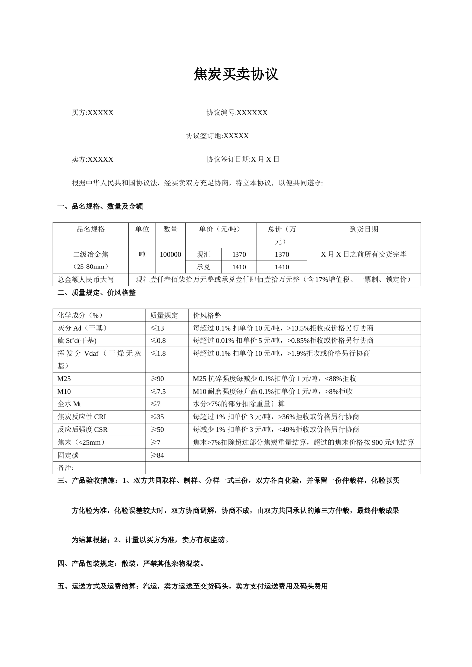 焦炭买卖合同_第1页