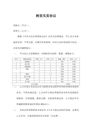 树苗买卖合同