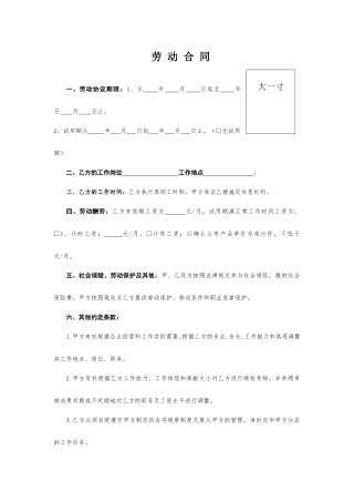 劳动合同,个人劳动合同,简易版