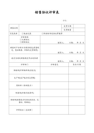 销售合同评审表