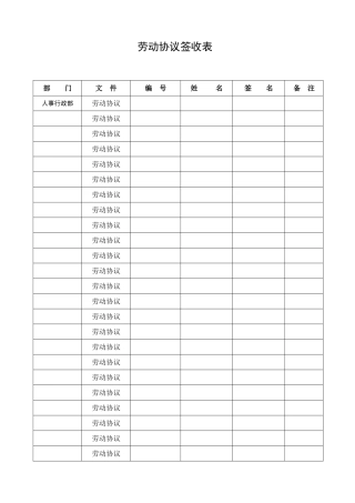 劳动合同签收表