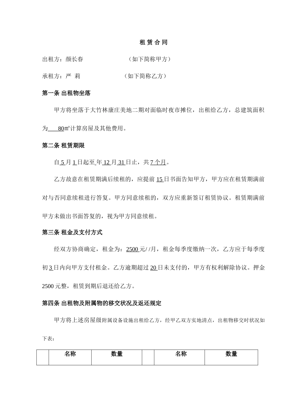 商铺租赁合同简单版_第1页