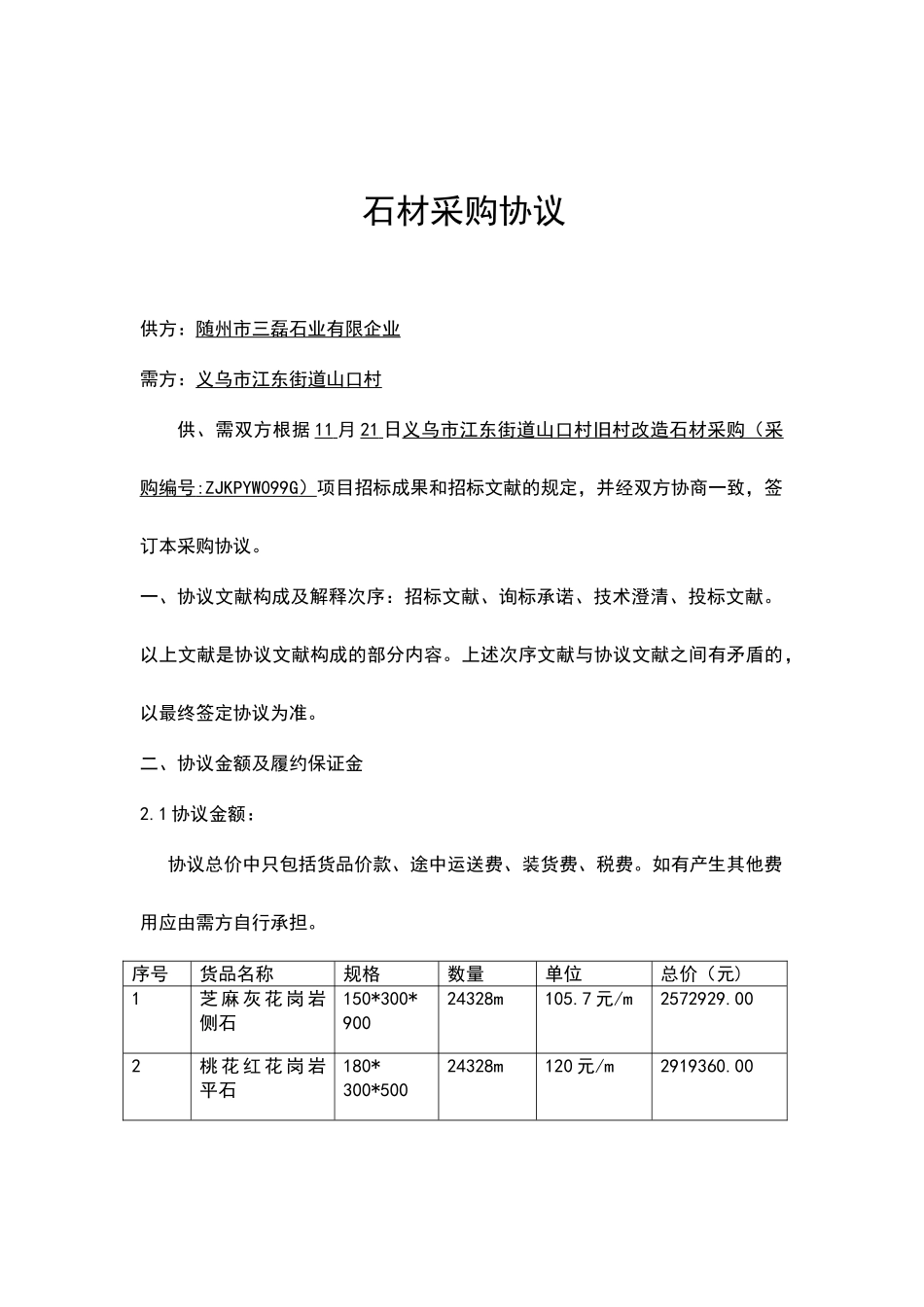 石材采购合同模板_第1页