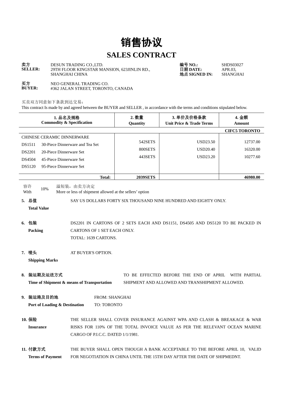 外贸销售合同_第1页