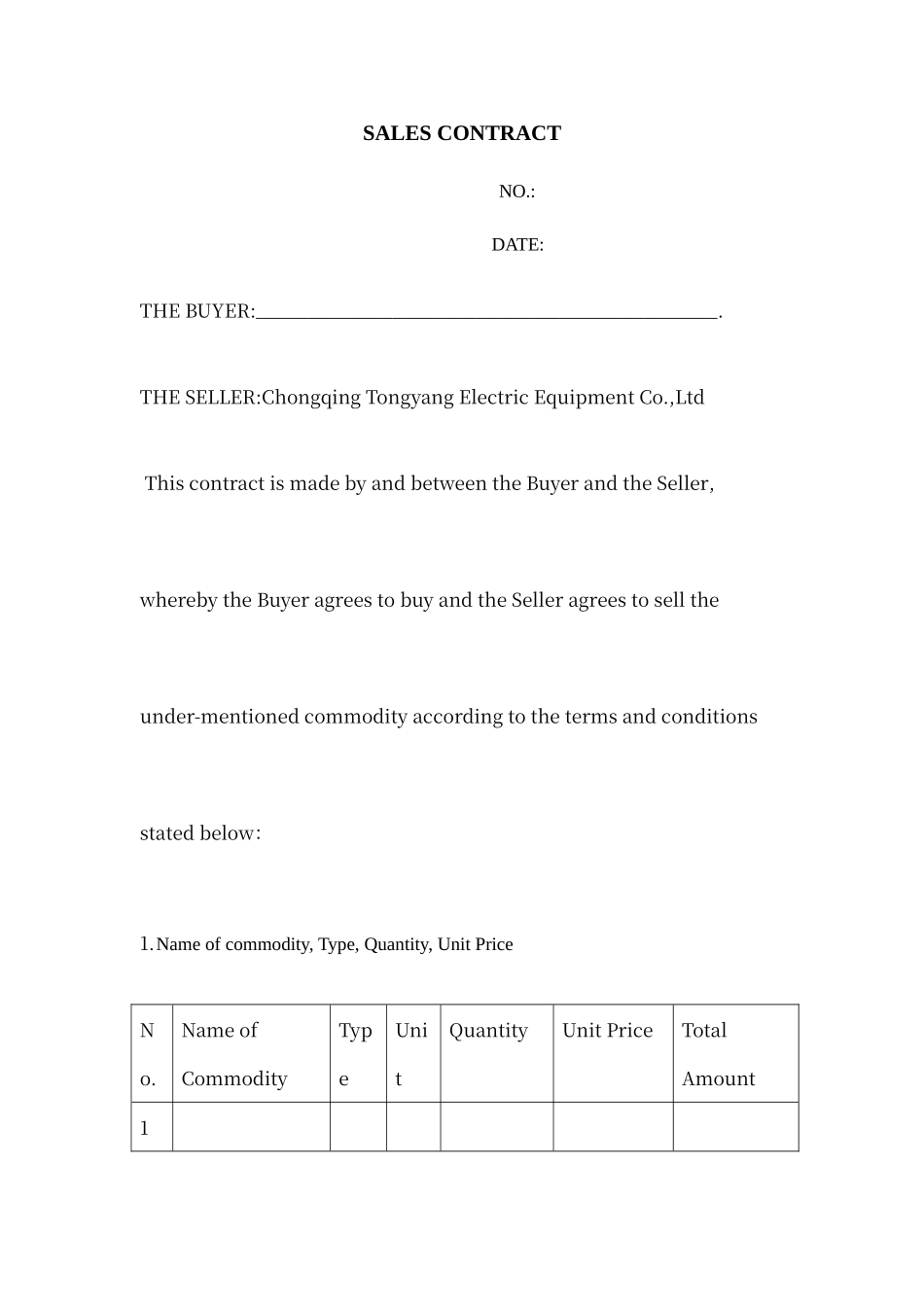 销售合同英文版_第1页