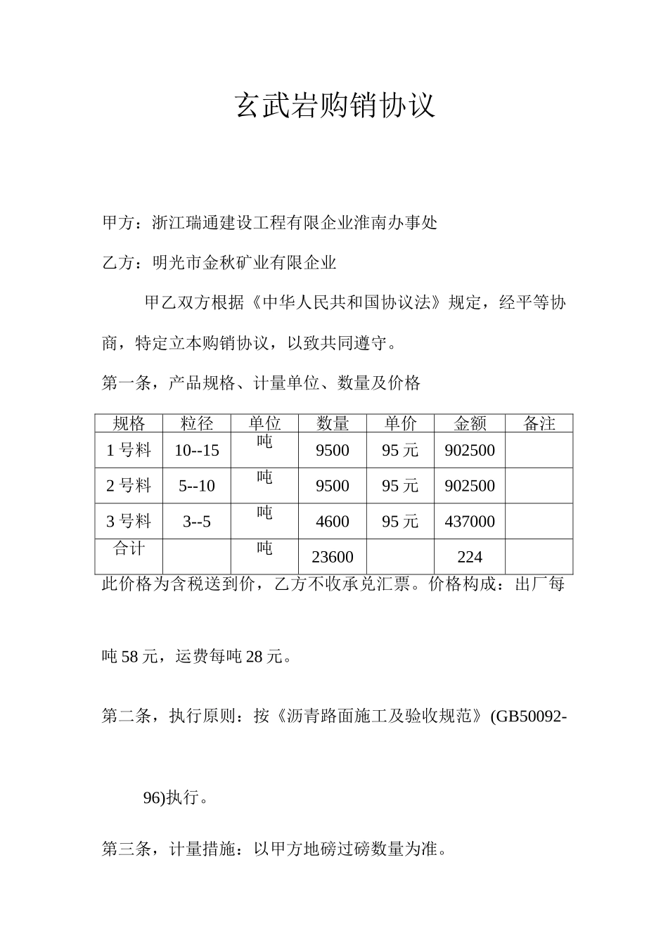 玄武岩购销合同_第1页