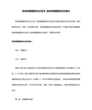 政府购买服务合同范本政府购买服务合同格式