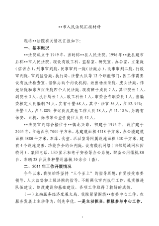 市人民法院汇报材料